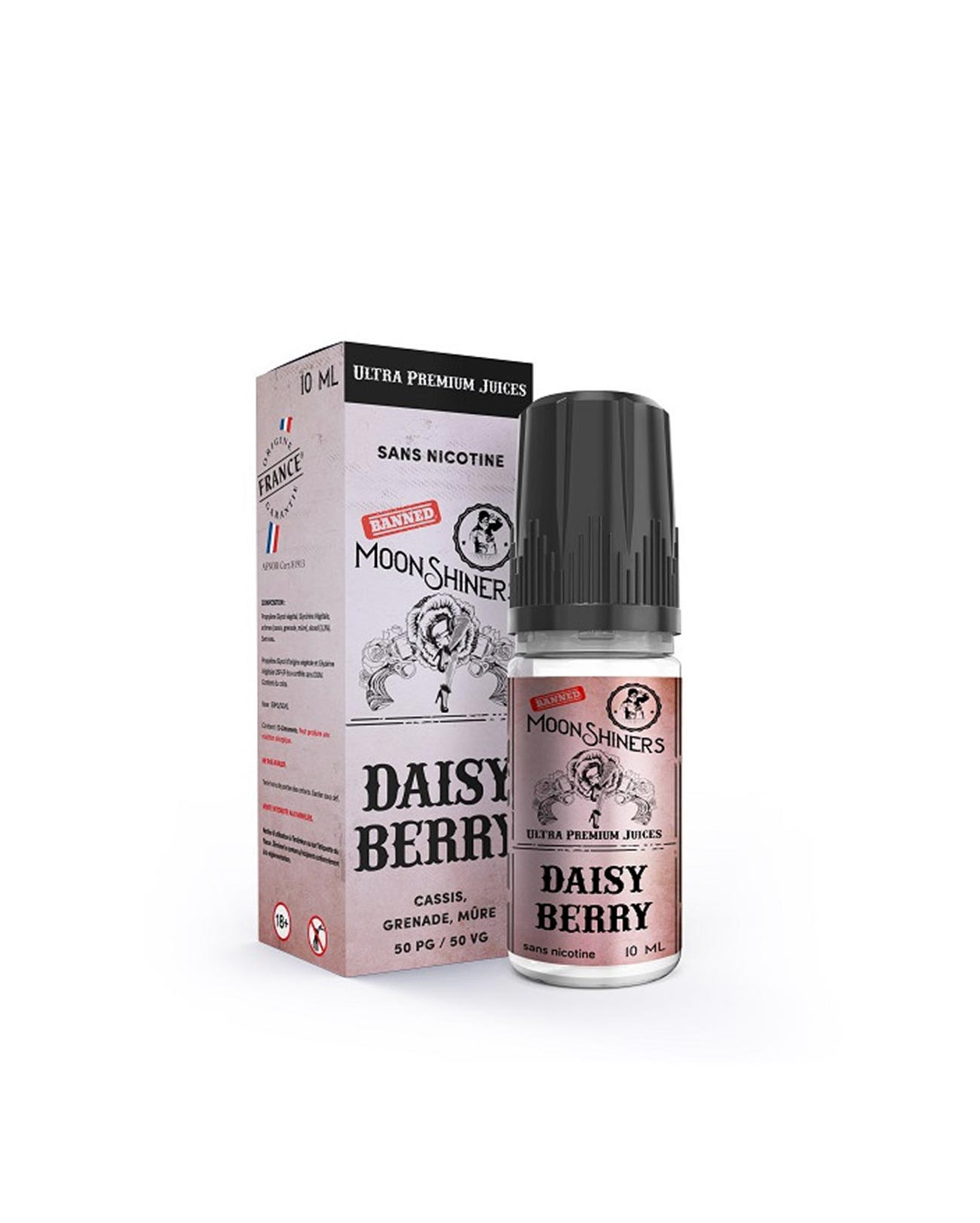 Packaging boîte e-liquide 10 ml Daisy Berry Moonshiners Laboratoire Lips