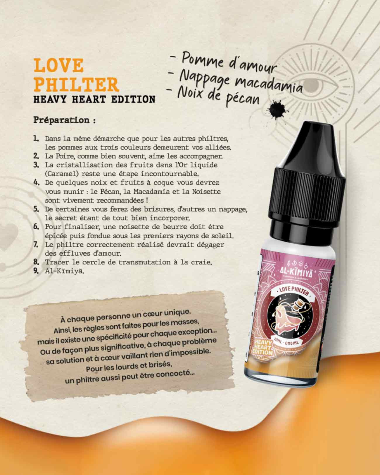 E-liquide Al-Kimiya Love Philter Heavy Heart Edition 10 ml arôme pomme, macadamia et pécan