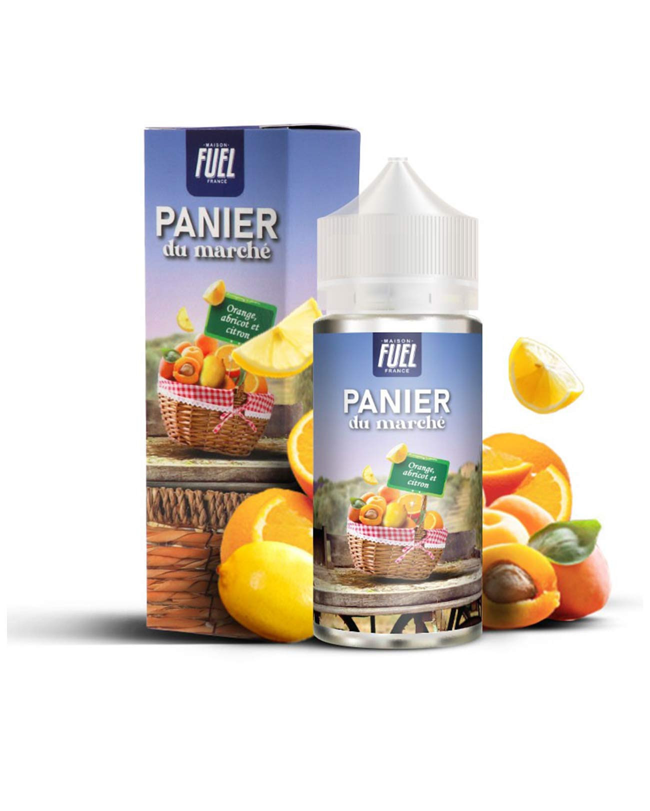 E-liquide maxi format économique 100 ml Panier du Marché Orange, Abricot et Citron par Maison Fuel