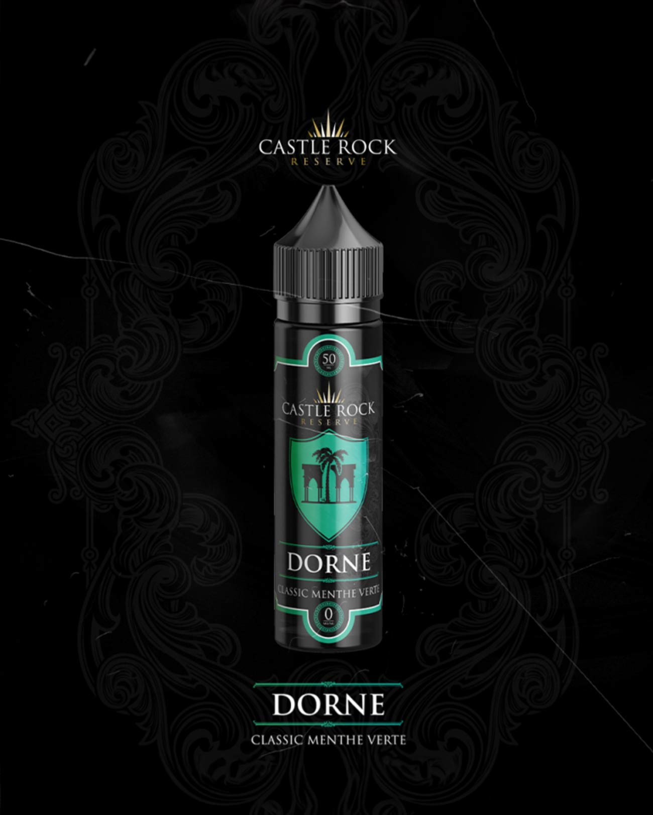 E-liquide de la marque Castle Rock Reserve en 50 ml Dorne, classic menthe verte iconique