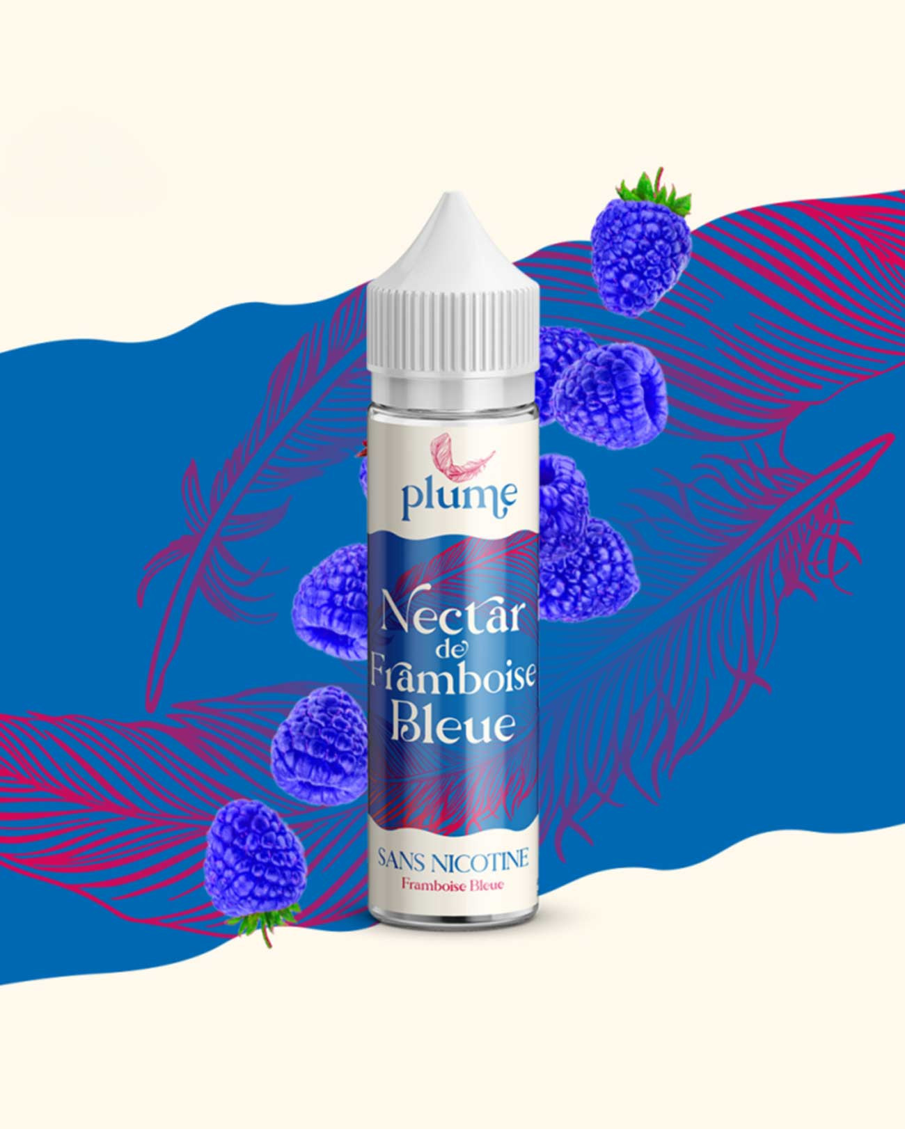 E-liquide français fruité grand format Plume Nectar de Framboise Bleue