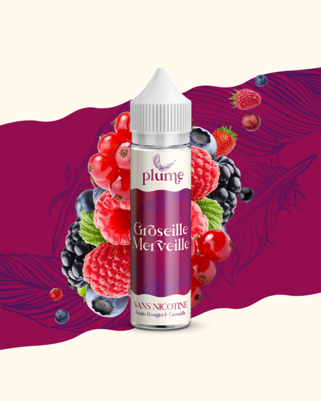 E-liquide français fruité et acidulé grand format Plume Groseille Merveille