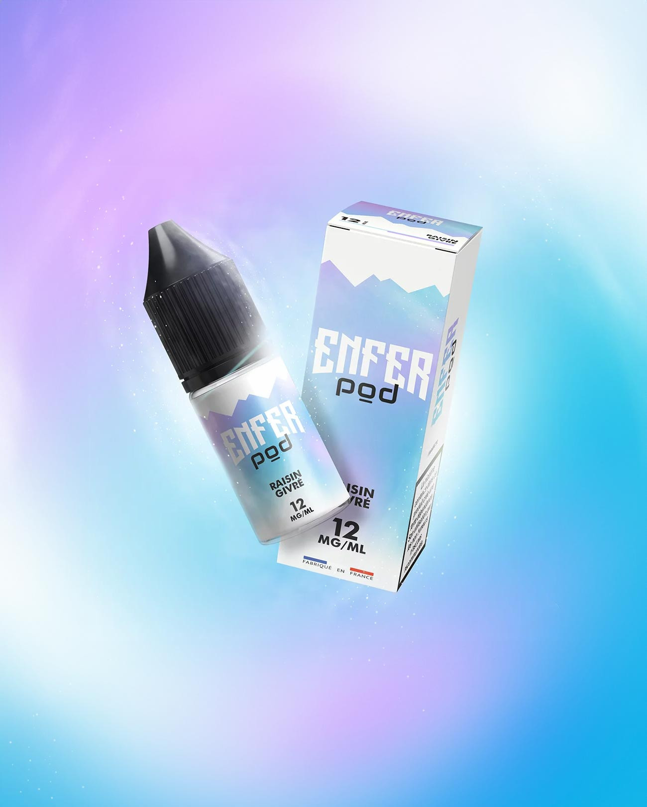 E-liquide ultra frais Enfer Pod Raisin Givré sels de nicotine 10 ml avec sa boîte pour arrêter de fumer