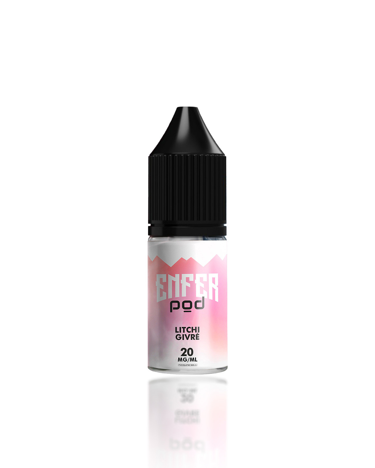 E-liquide Litchi Givré 10 ml en sels de nicotine de la gamme Enfer Pod glacial, fruité et sucré