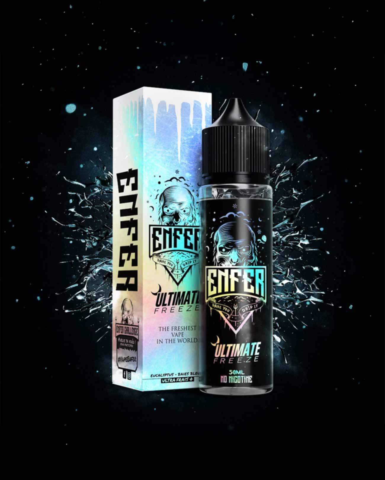 E-liquide Ultimate Freeze le plus frais au monde de la marque Enfer avec son packaging