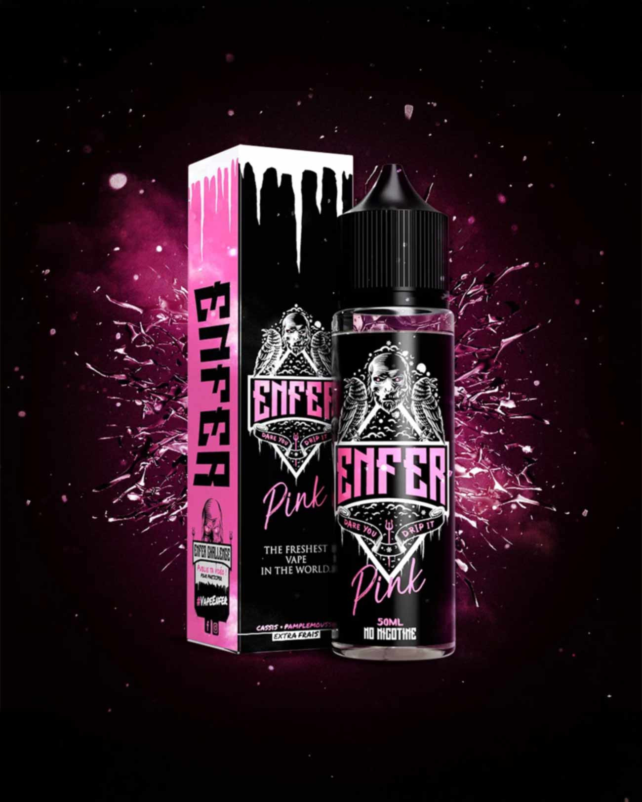 E-liquide grand format Enfer Pink super frais avec son emballage