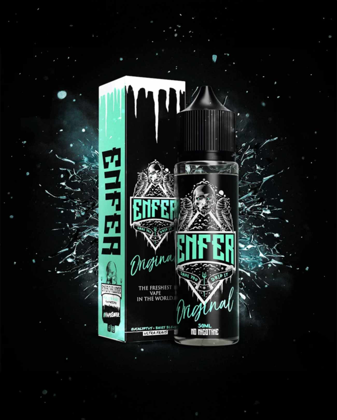 E-liquide Enfer Original menthe extrême en grand format avec son packaging