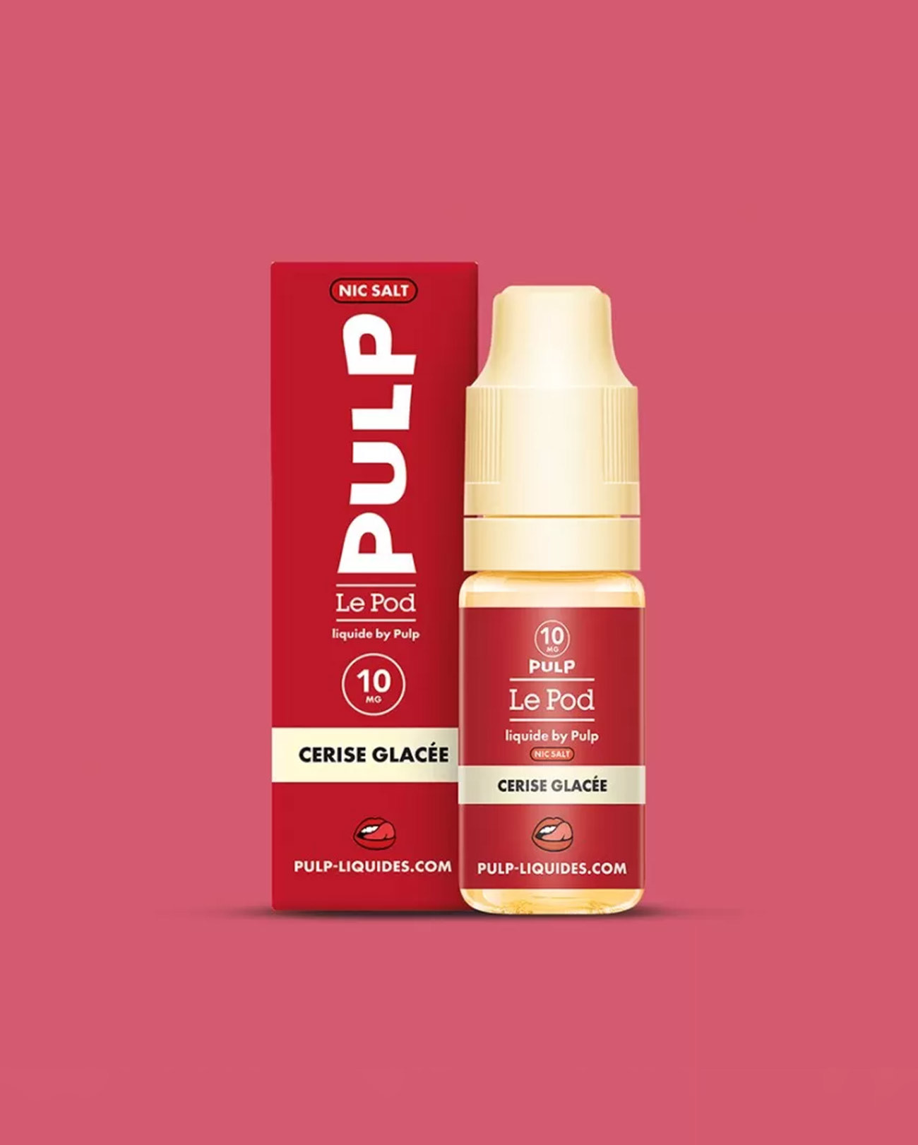 Packaging Pulp Le Pod flacon e-liquide 10 ml by Pulp au sel de nicotine saveur cerise glacée