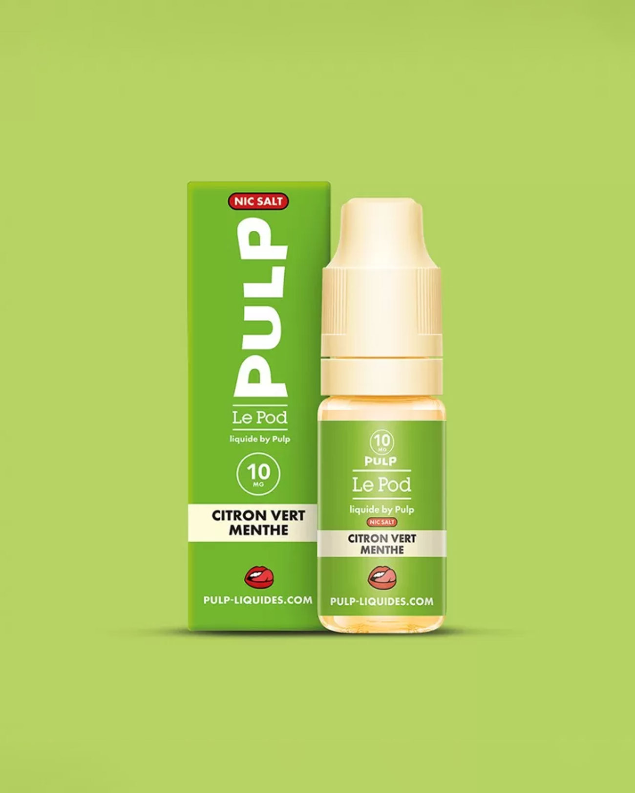 Packaging Pulp Le Pod flacon e-liquide 10 ml by Pulp au sel de nicotine saveur citron vert et menthe