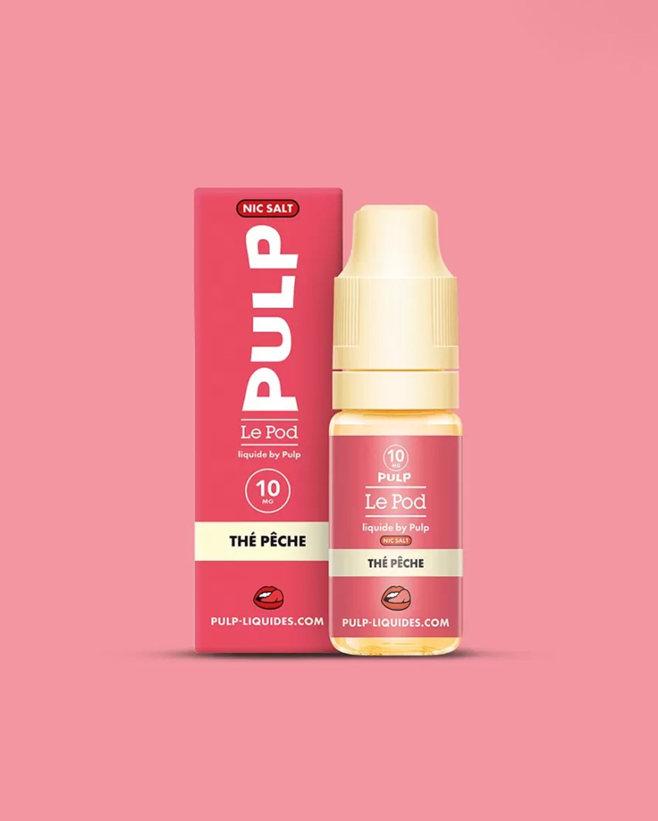 Packaging Pulp Le Pod flacon e-liquide 10 ml by Pulp au sel de nicotine saveur thé pêche