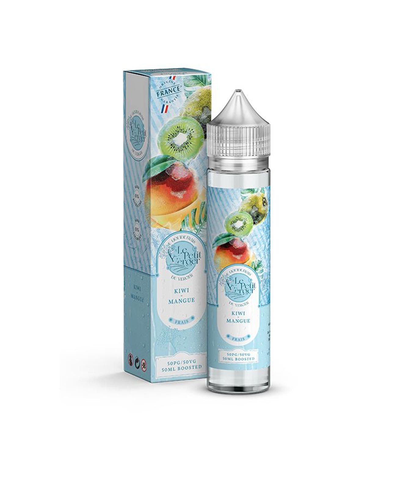 E-liquide Kiwi Mangue Le Petit Verger Frais en grand format à booster avec sa boîte