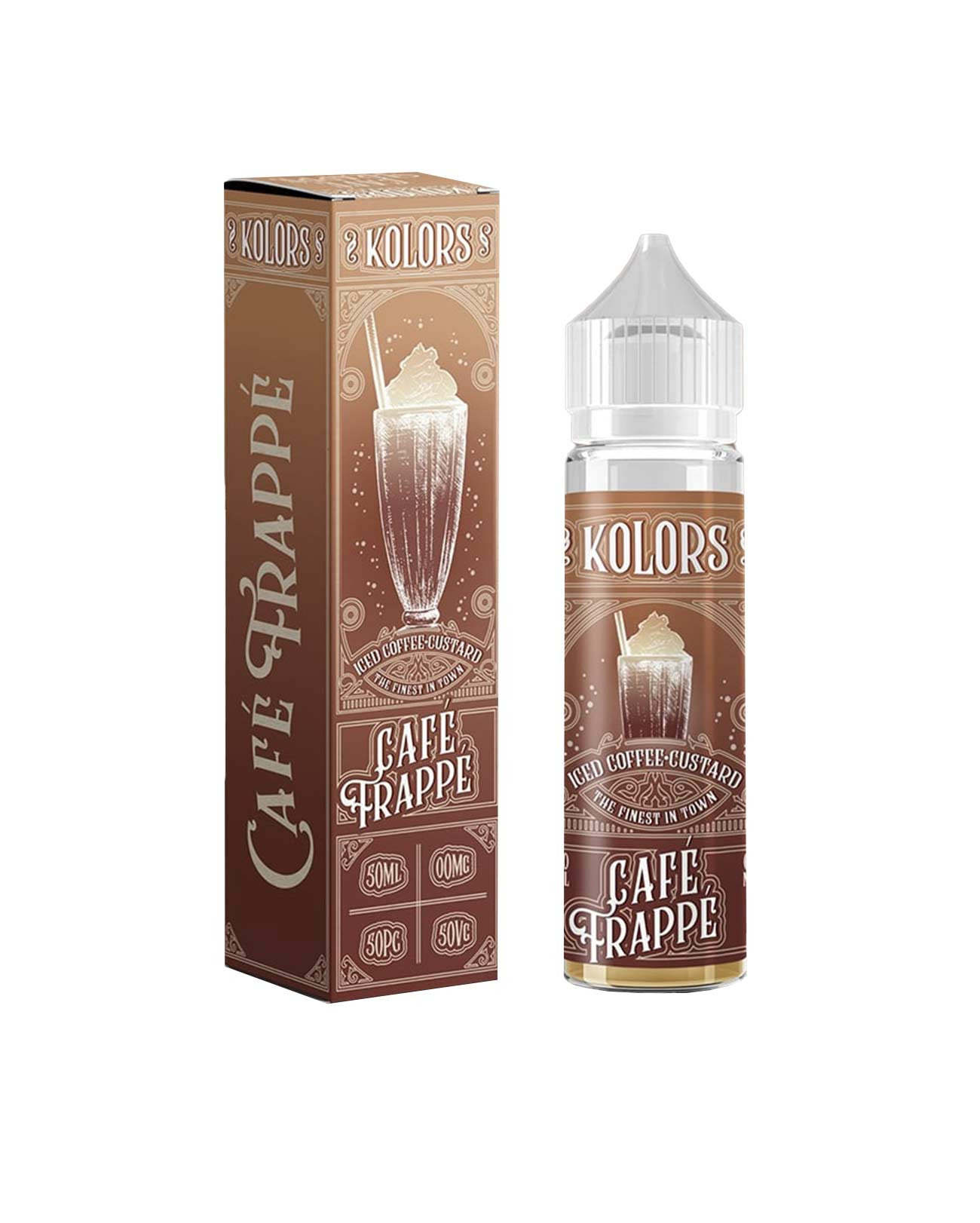 E-liquide grand format Kolors Café Frappé sucré et glaçé avec sa boîte