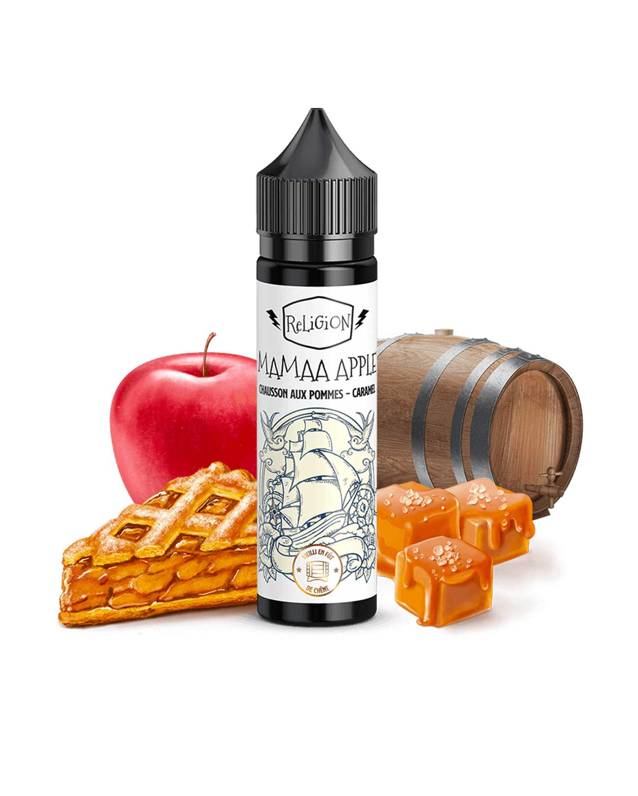 E-liquide Mamaa Apple 50 ml de Religion Juice vieilli en fût de chêne