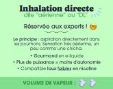 Définition de la vape DL ou inhalation directe, tirage aérien